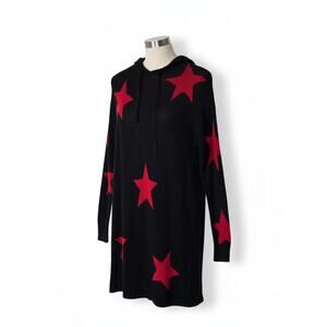 Hot Topic Black & Red Star Hooded Tunic Dress Size Small